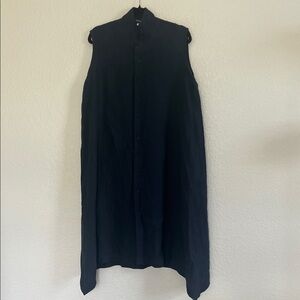 Eskandar Sleeveless Imperial 100% Linen Dress in Navy – Size 0